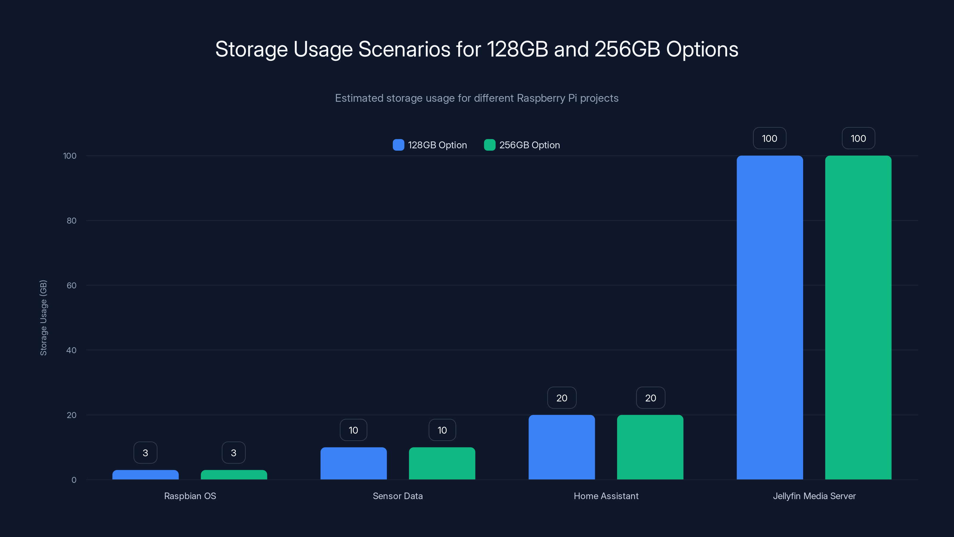 Storage Usage Scenarios for 128GB and 256GB Options