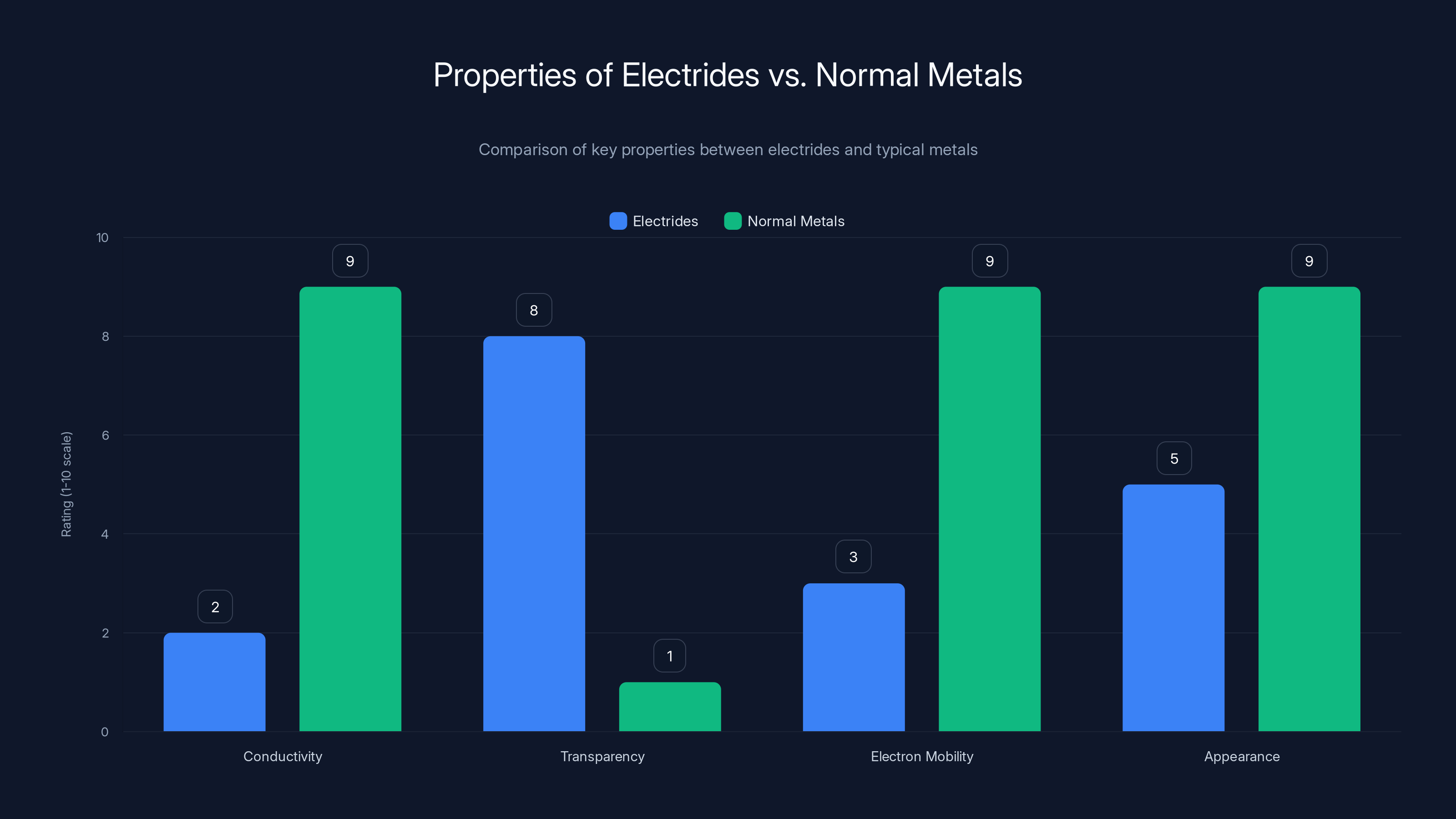 Properties of Electrides vs. Normal Metals