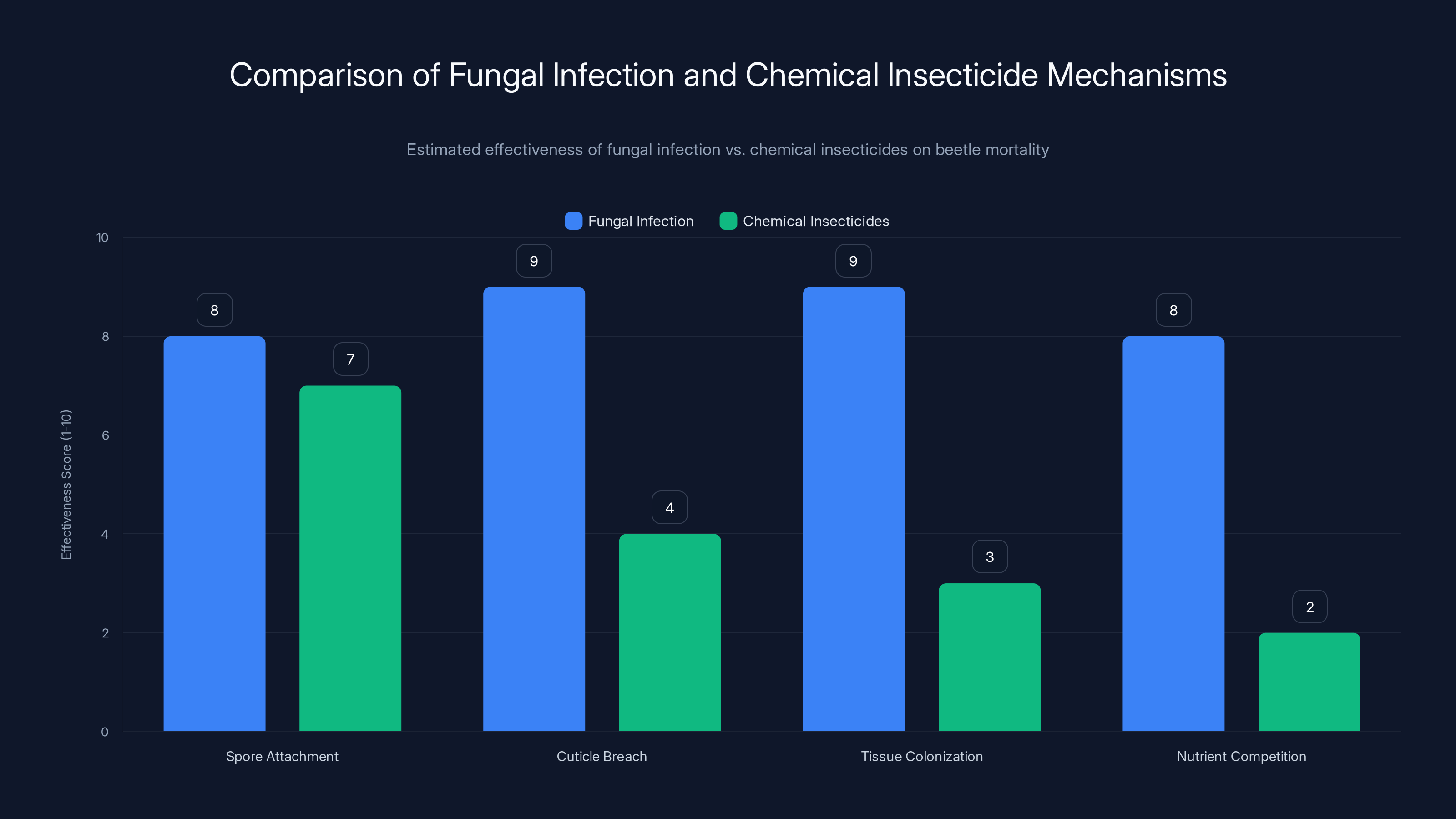 Comparison of Fungal Infection and Chemical Insecticide Mechanisms