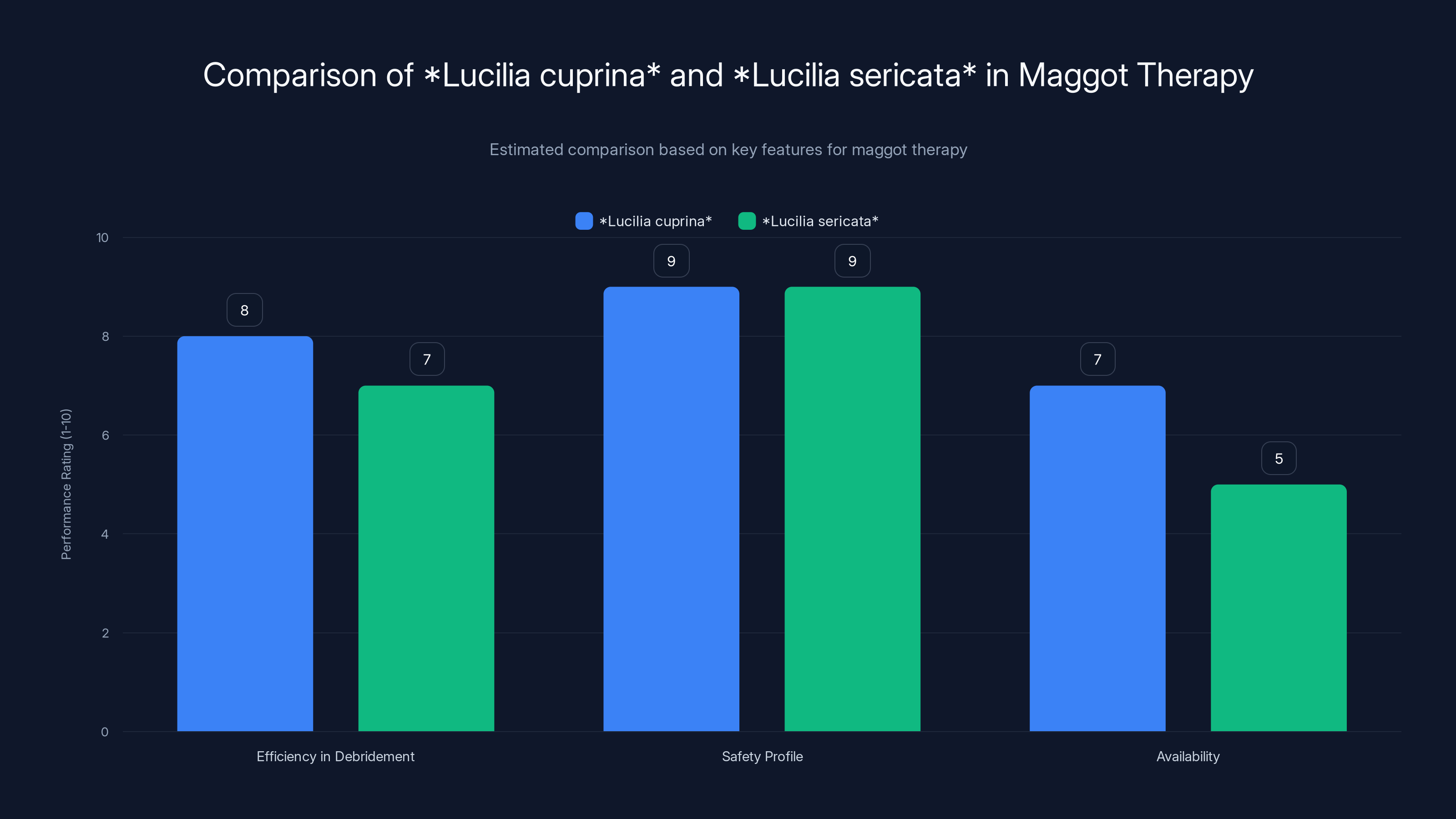 Comparison of Lucilia cuprina and Lucilia sericata in Maggot Therapy