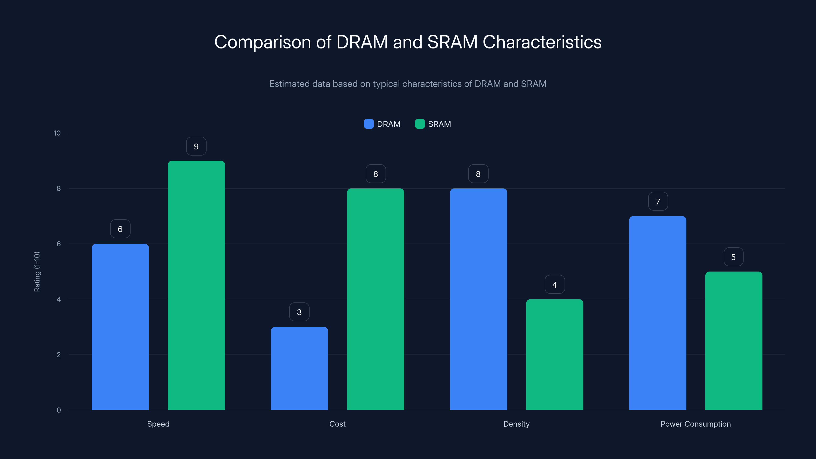 Comparison of DRAM and SRAM Characteristics