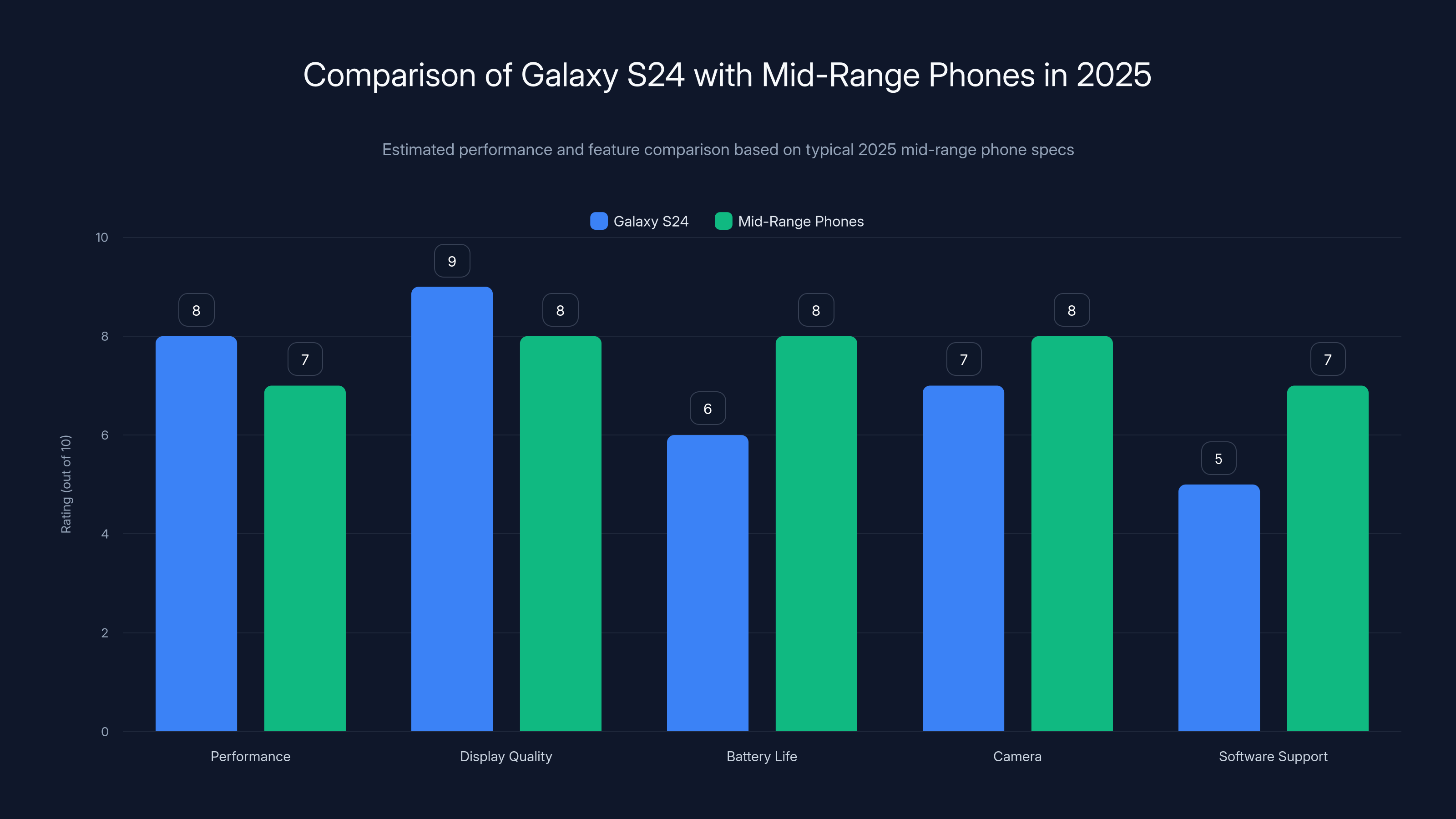 Comparison of Galaxy S24 with Mid-Range Phones in 2025
