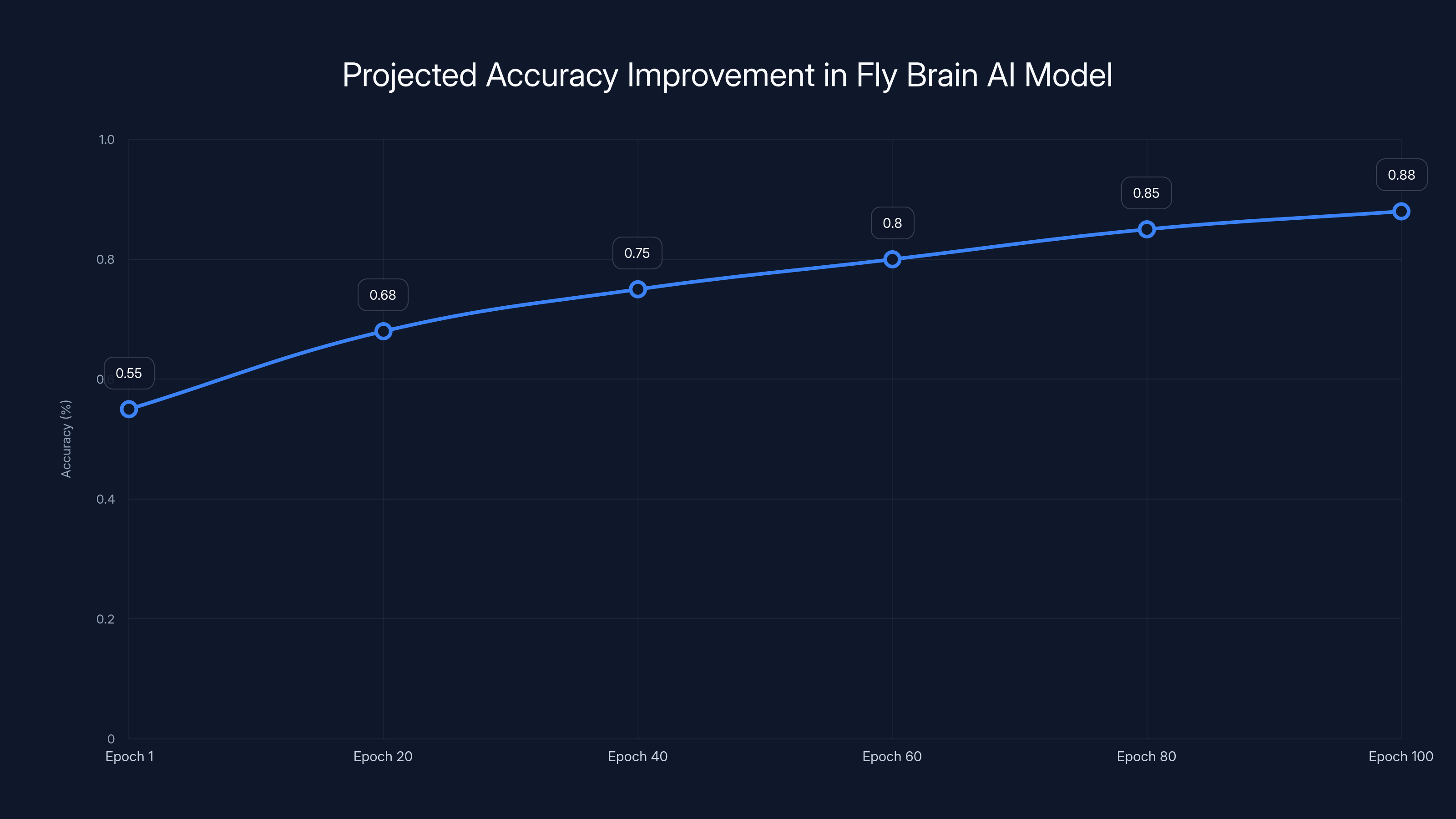 Projected Accuracy Improvement in Fly Brain AI Model